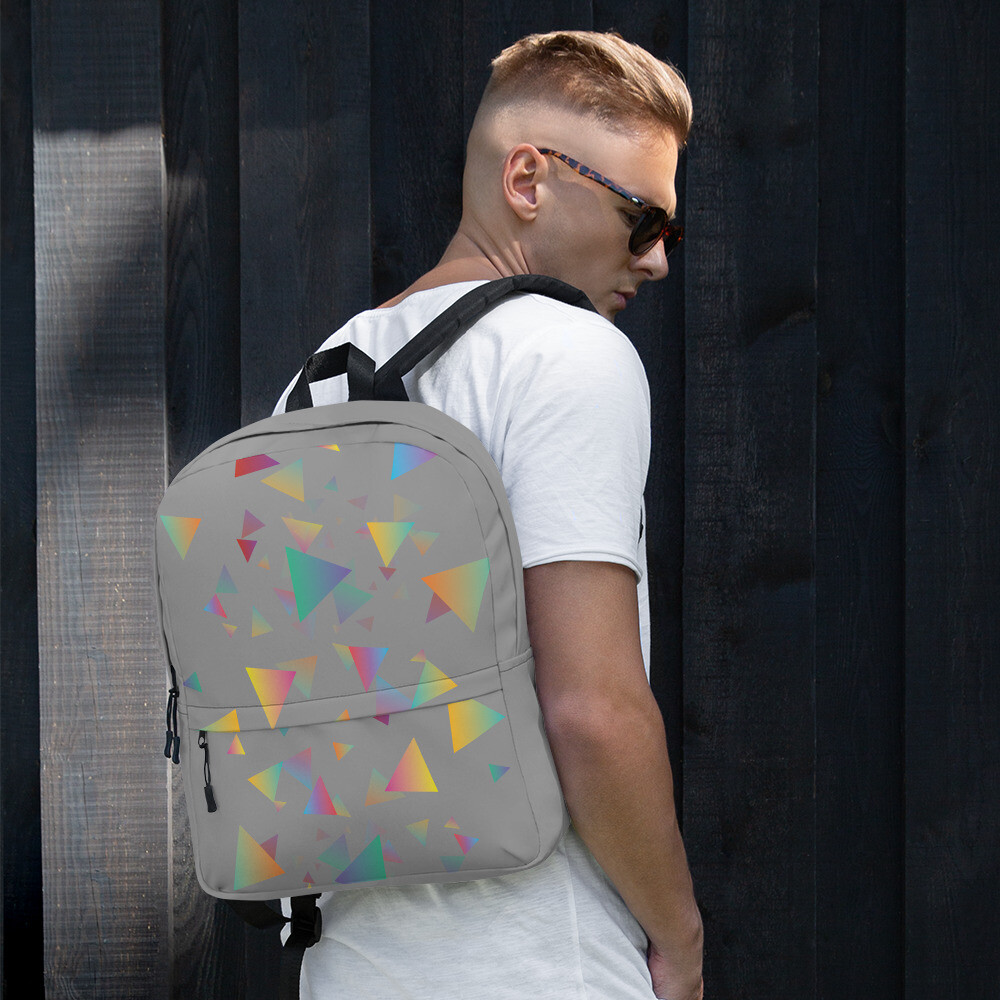 Modern Gradient Triangle Design Backpack for School-image