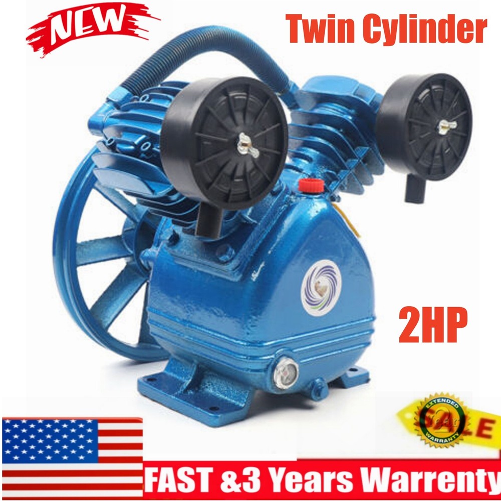 2HP 8-Bar V-Twin Piston Air Compressor Pump Motor Head  