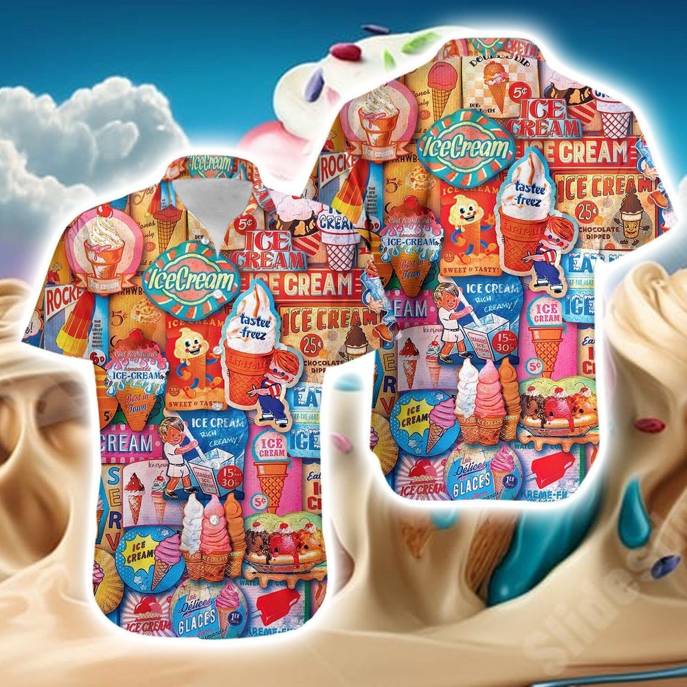 Ice Cream Beach Hawaiian Shirt Ice Cream Hawaiian Shirts 3d Printed Mens Kids