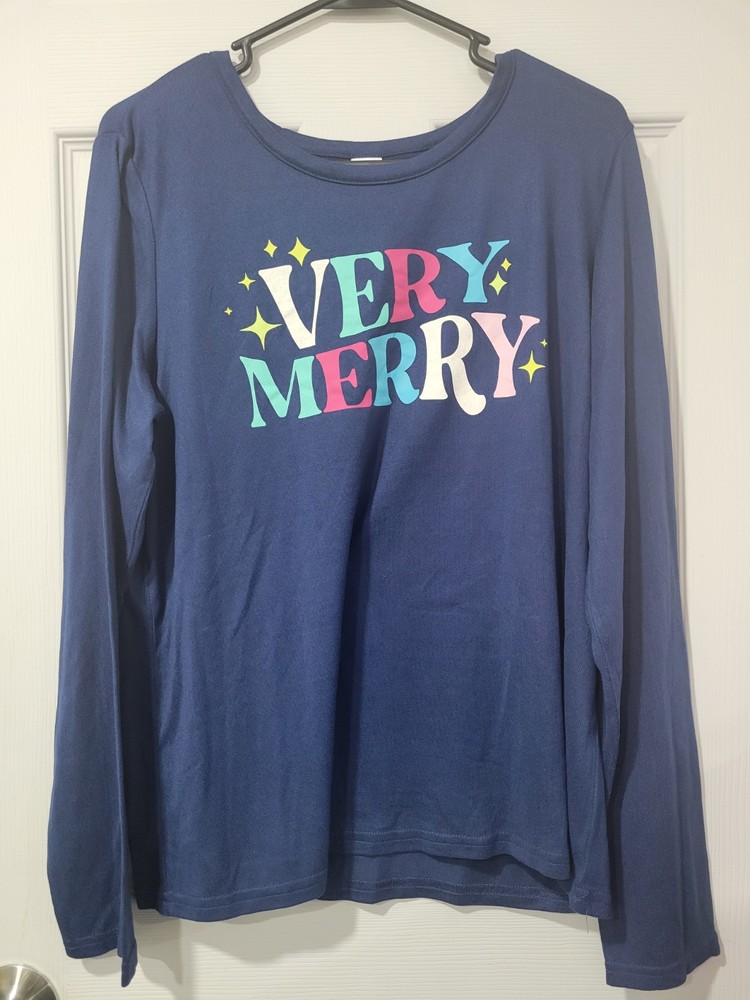 Sleep Chic Very Merry Holiday 2 Piece Pajama Sleep Set Size Large