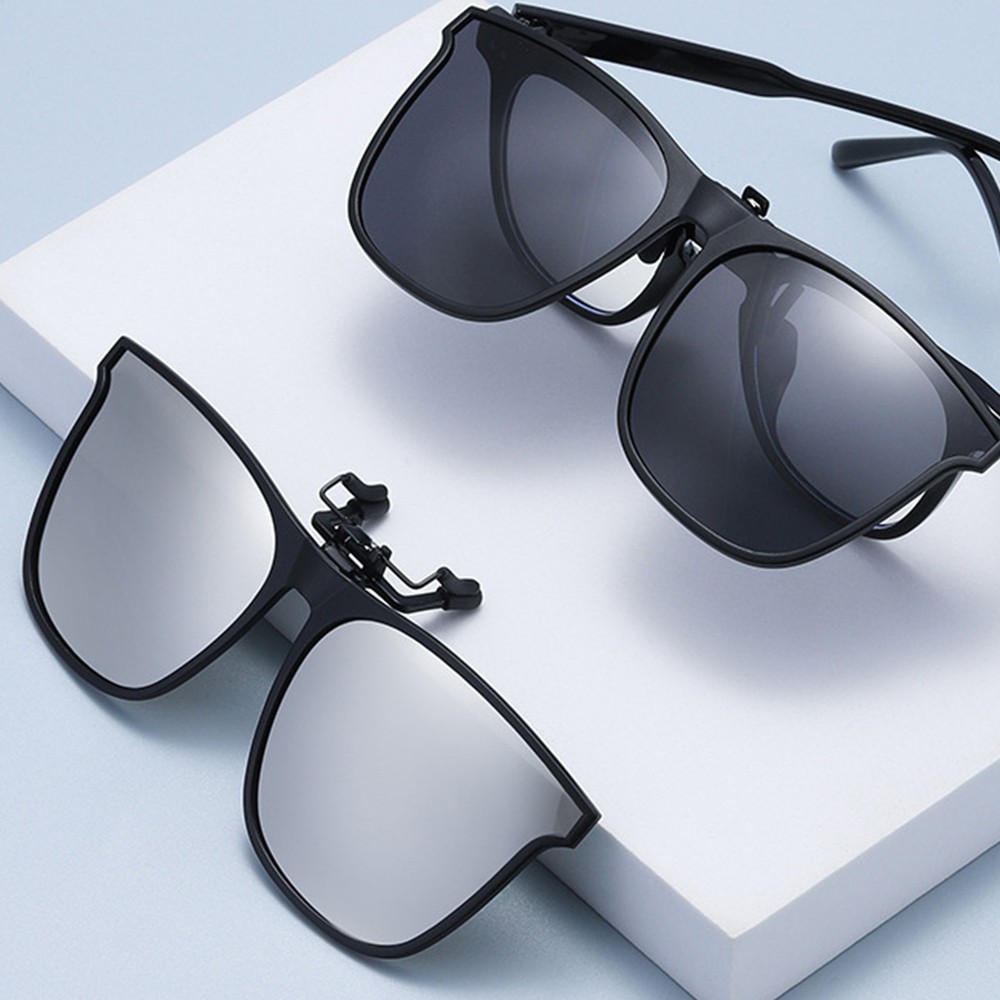 Polarized Clip On Flip-Up Sunglasses Over Prescription Glasses UV Protection