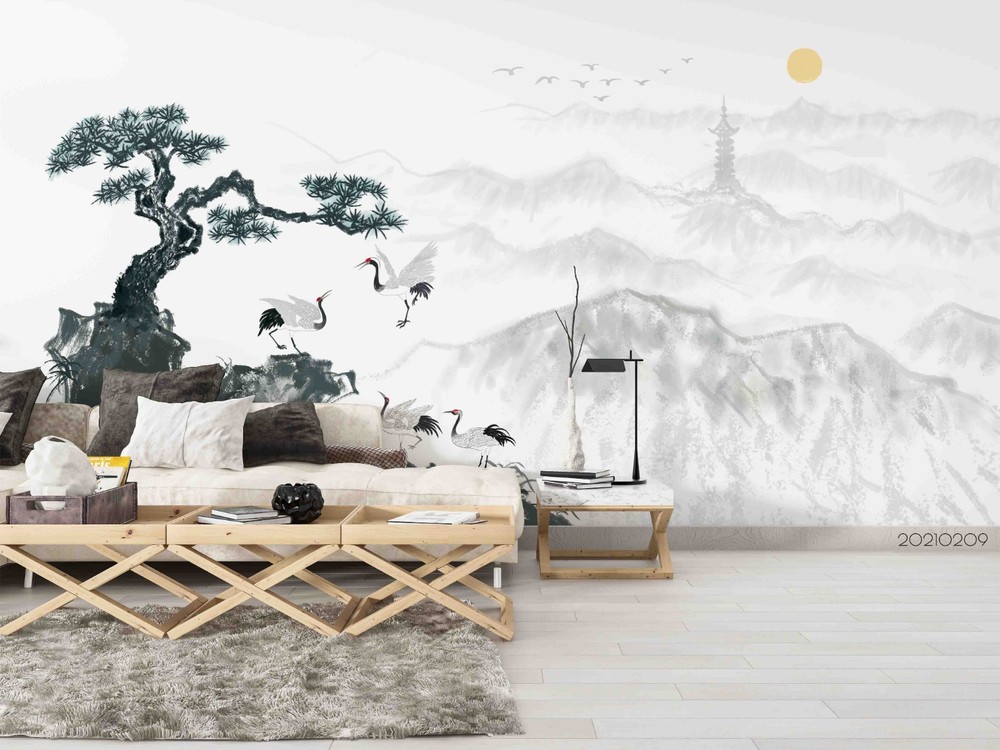 3D Chinese Landscape Ink Painting Wall Murals Wallpaper Murals Wall Sticker