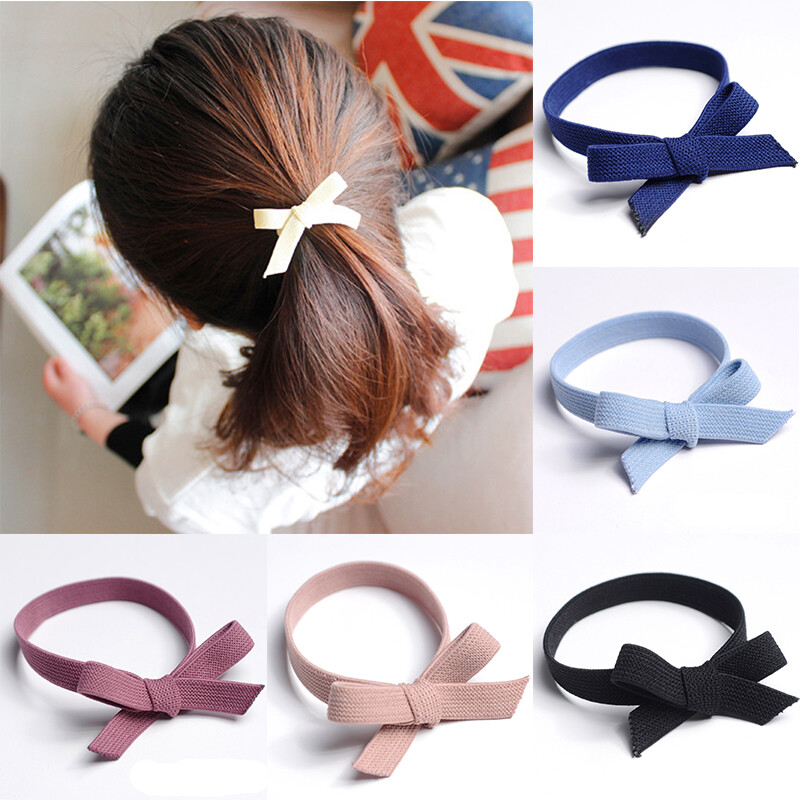 1PC Women's Flat Bow Elastic Rubber Hair Ties for Ponytails and Styling