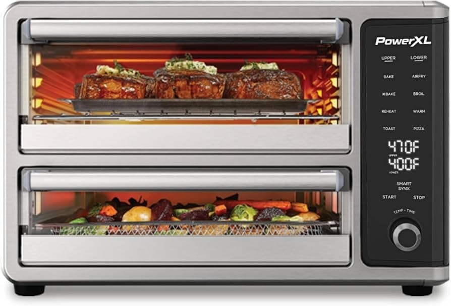 *NEW* PowerXL SmartSynx 1700W Dual Door Toaster Oven and Air Fryer TO67D5-2SP