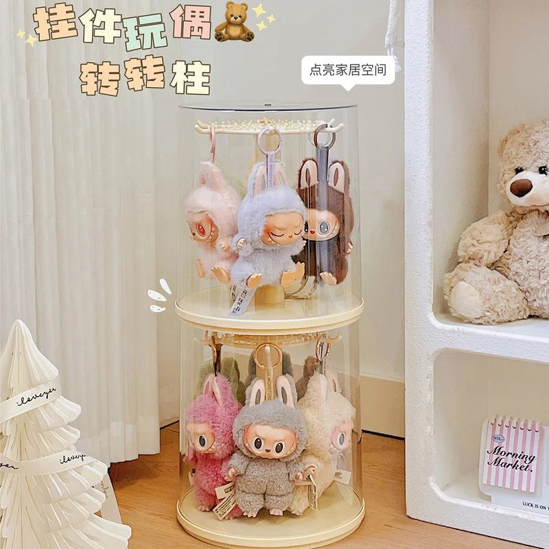 Labubu Rotating Display Stand for Plush Dolls Transparent Pendant Case