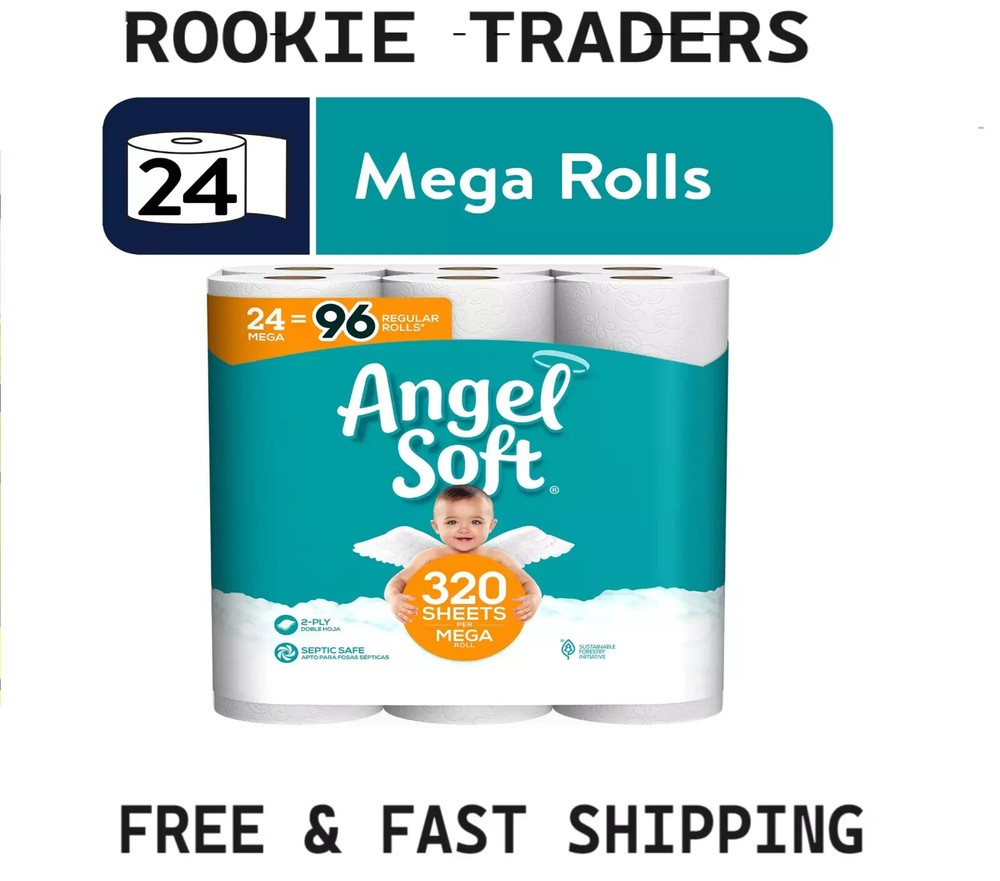 Angel Soft Toilet Paper, 24 Mega Rolls = 96 Regular Rolls, 2-Ply