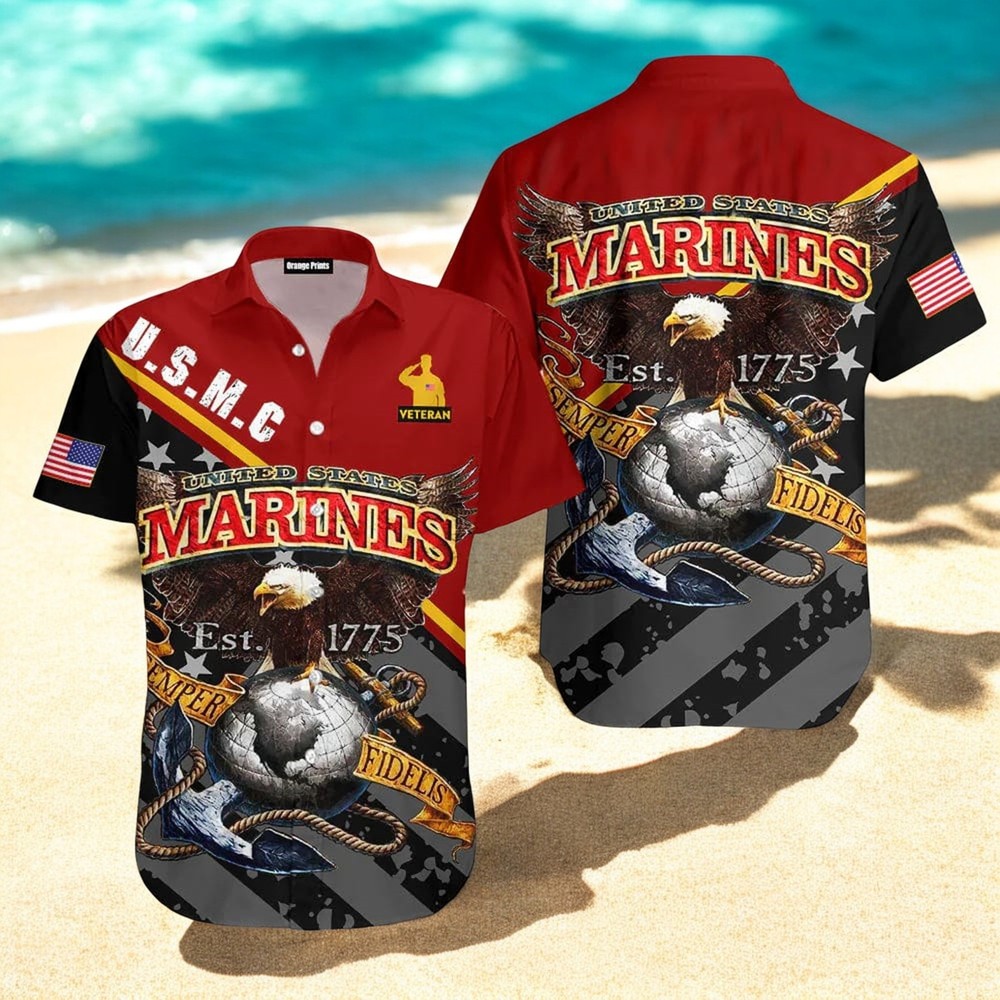 American Happy Memorial Day Marines Veteran Aloha Hawaiian Shirt