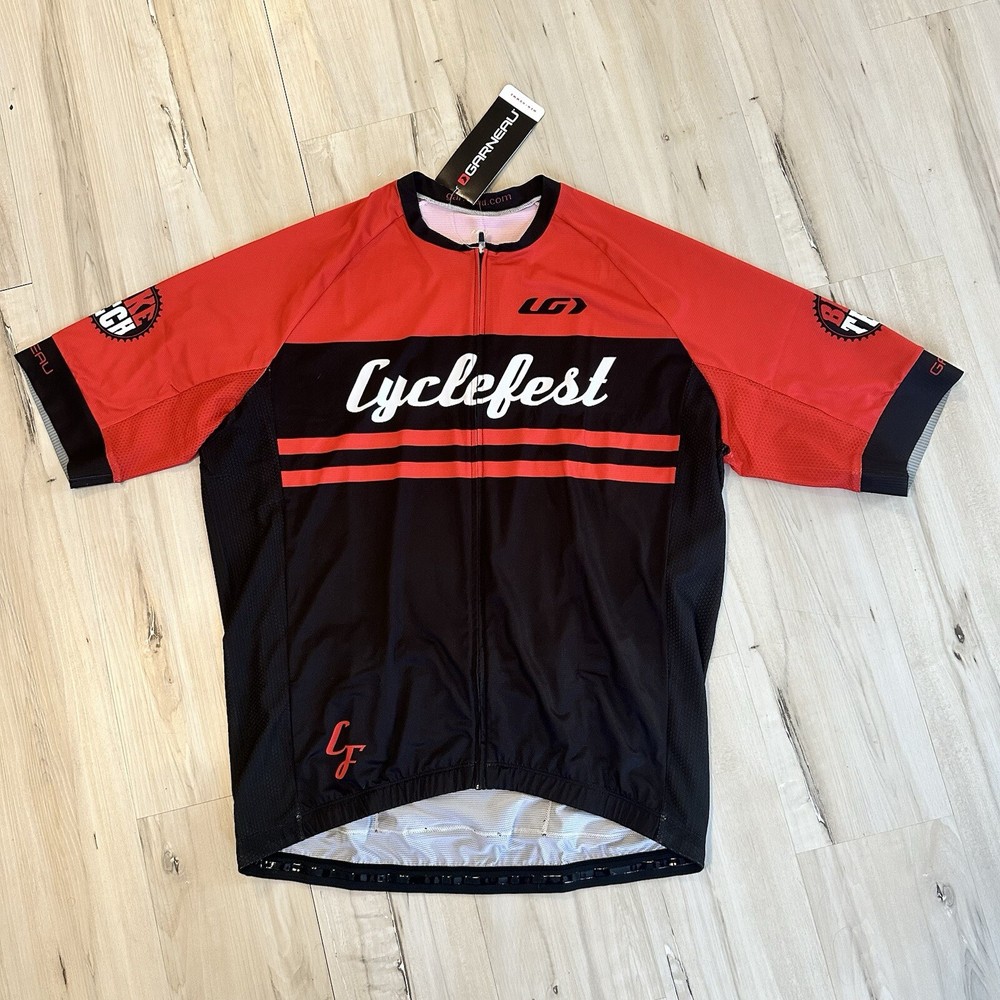 NWT Men’s Red/Black LOUIS GARNEAU Full Zip S/S Cyclefest Jersey Sz XXL