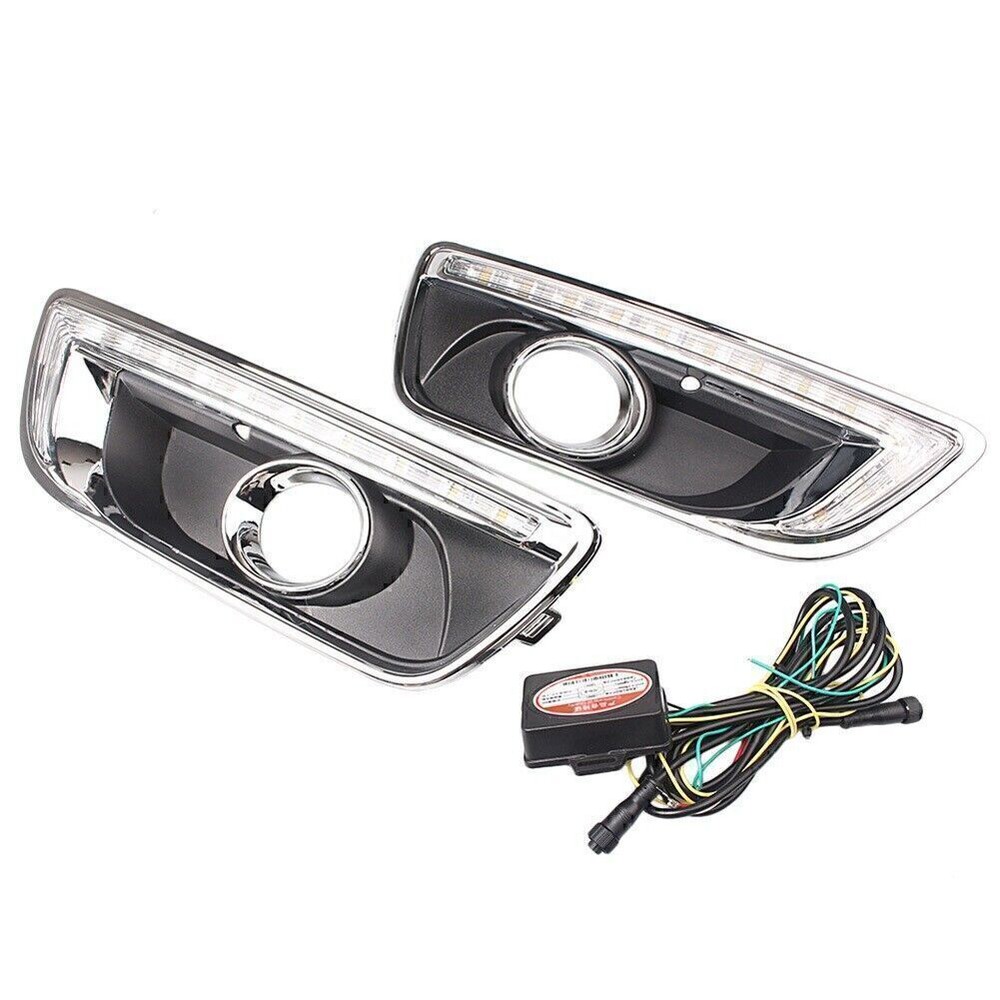 2x LED Front Fog Light DRL w/Turn Signal Lamp Fit 2013 2014 Chevrolet Malibu