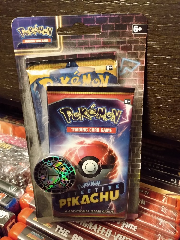 2019 Pokemon TCG Detective Pikachu Hanging Blister Pack 2 Packs and Coin