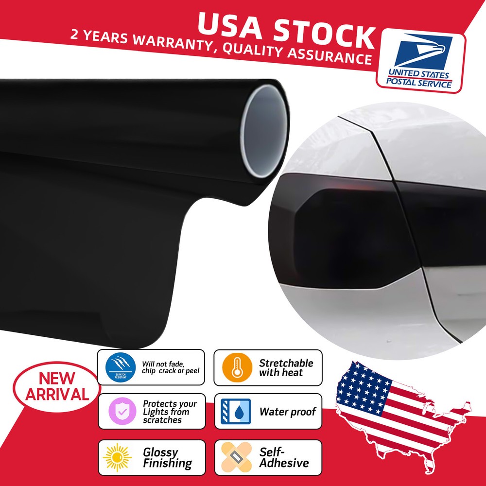 Gloss Black Vinyl Film for Headlight Fog Light Taillight Tinting