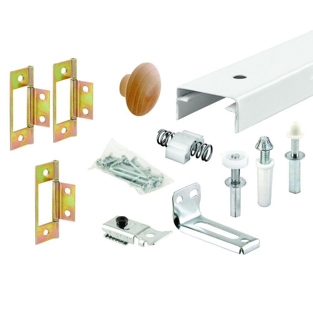 36-Inch White Steel Bi-Fold Closet Track Kit with Hardware