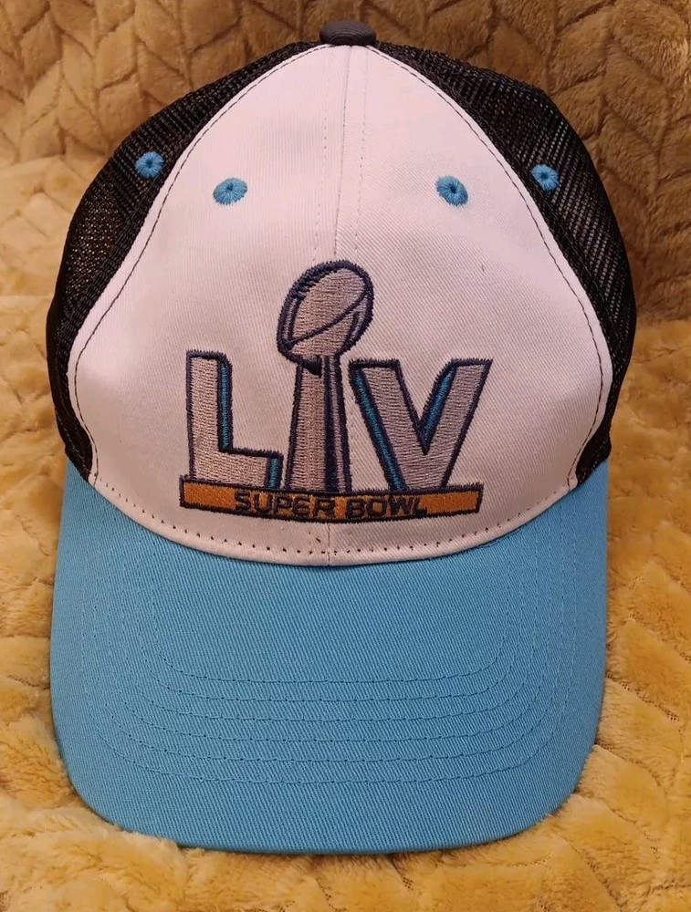 SUPER BOWL LV (55) HAT NFL Ltd Ed. TRUCKER BASEBALL CAP WHITE BLUE BLACK New