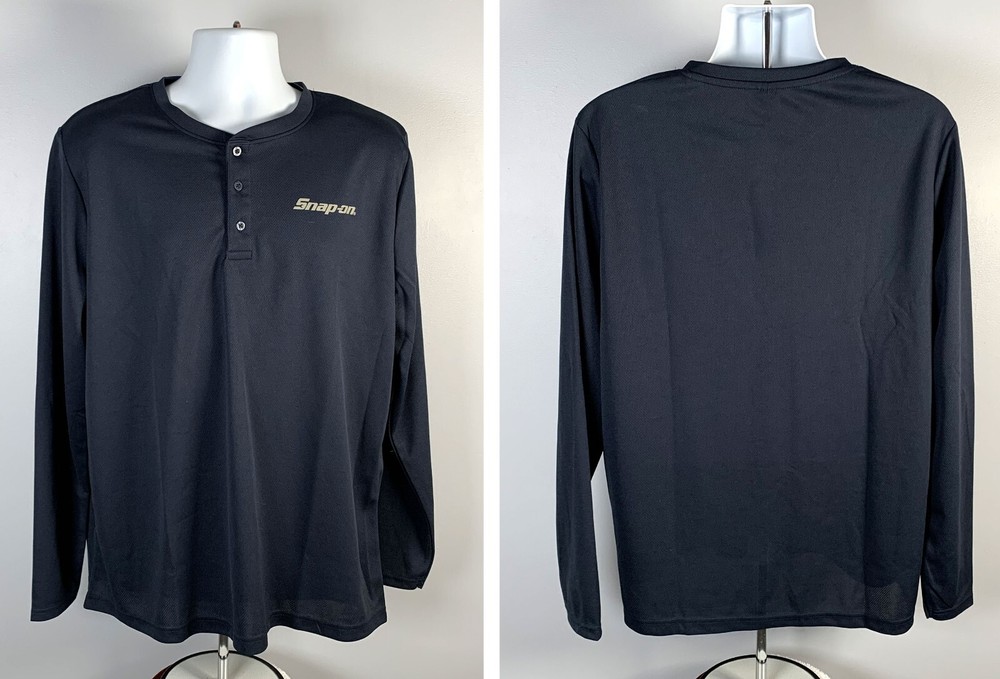 Snap-On Tools Mens Henley Shirt XL Navy Blue Polyester Workwear