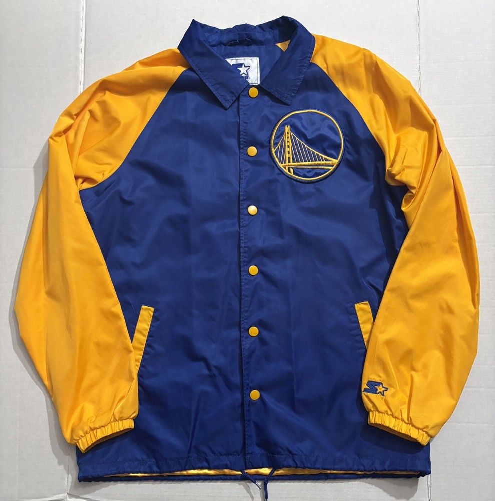 Mens Golden State Warriors Starter Royal Chief Coaches NBA Raglan Jacket - Large