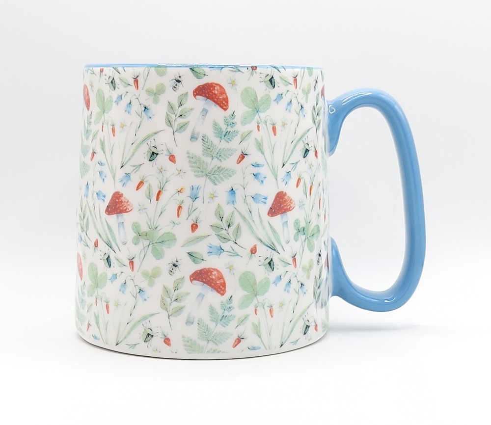 Red Mushroom Garden Insects 14 Oz Ceramic Coffee Mug by Strawberry Street