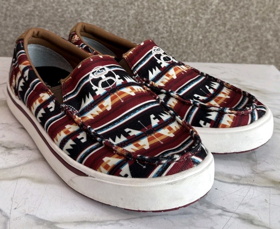 Twisted X Hooey Shoes Mens Size 10M Red Aztec Loafer Casual Slip On Sneaker