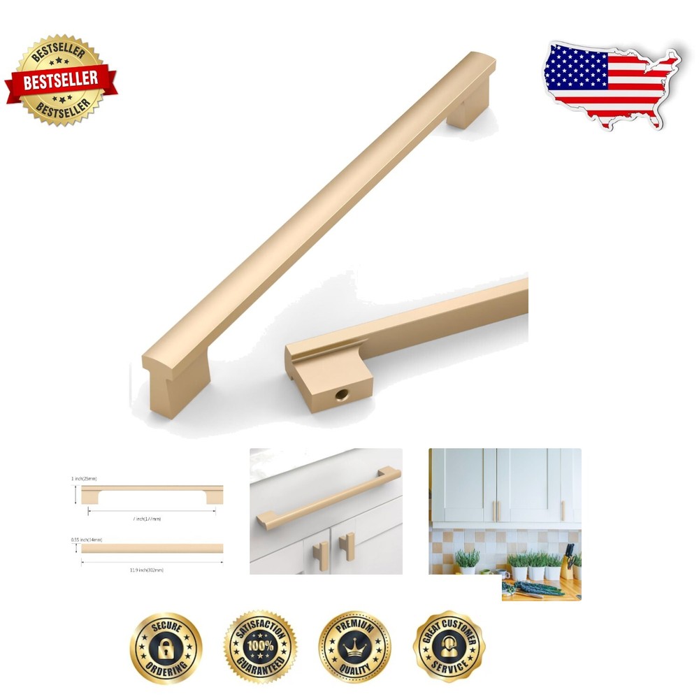 10 Pack Champagne Gold Cabinet Pulls - 7 Inch Kitchen Handles for Stylish Homes