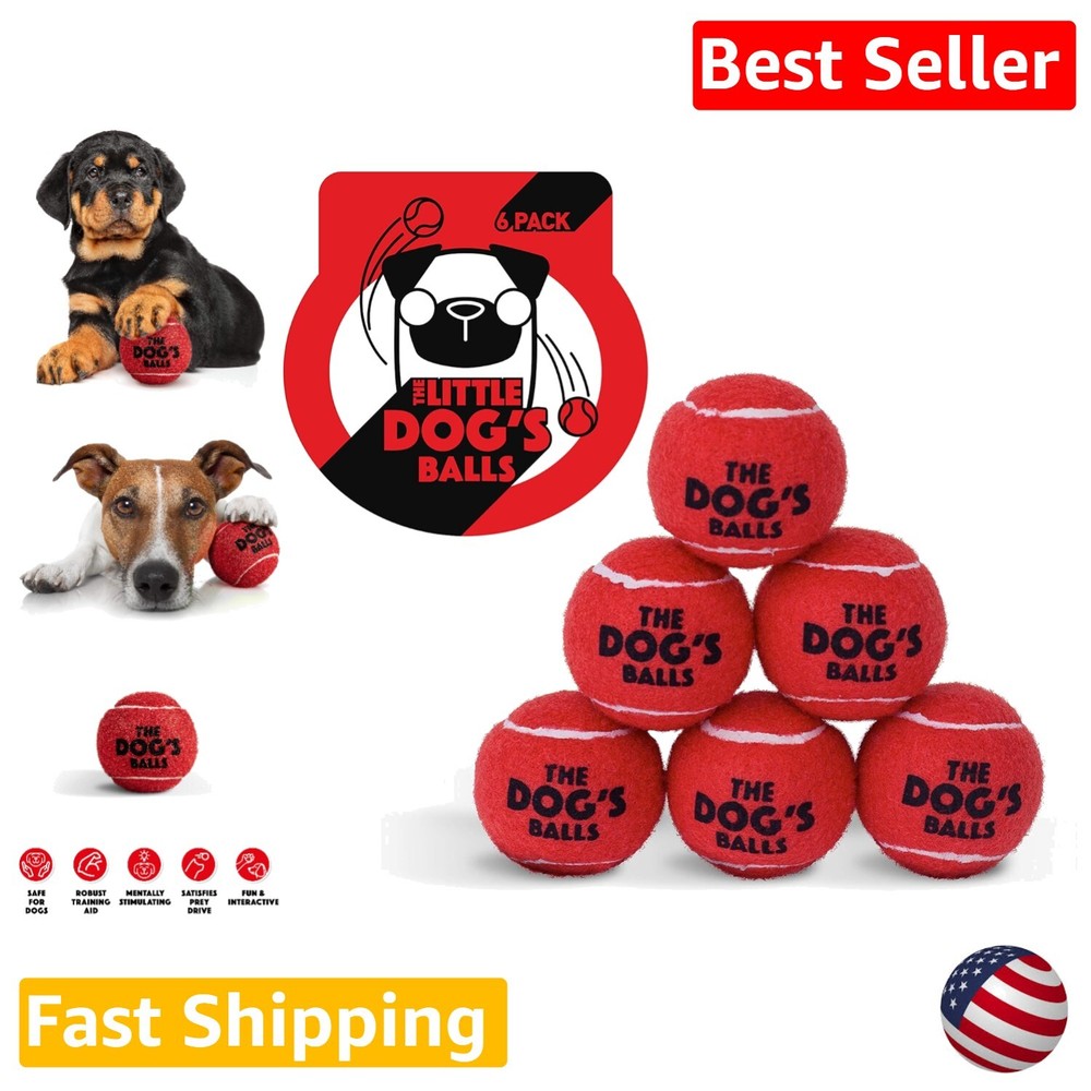 Red Dog Tennis Balls - 6 Pack - Non-Toxic & Safe for Training, Play & Fetch