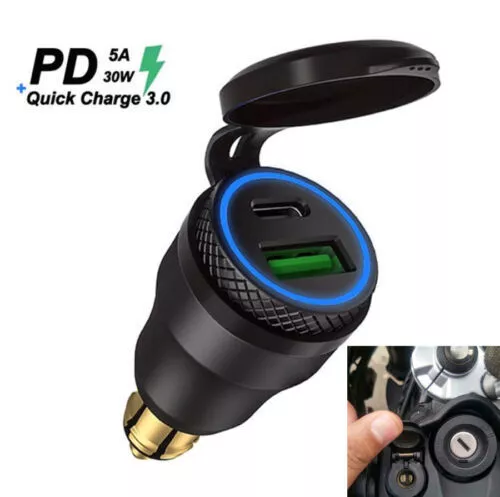 BMW Motorcycle Fast Charger Adapter 3.0 USB & Type C Hella DIN Socket