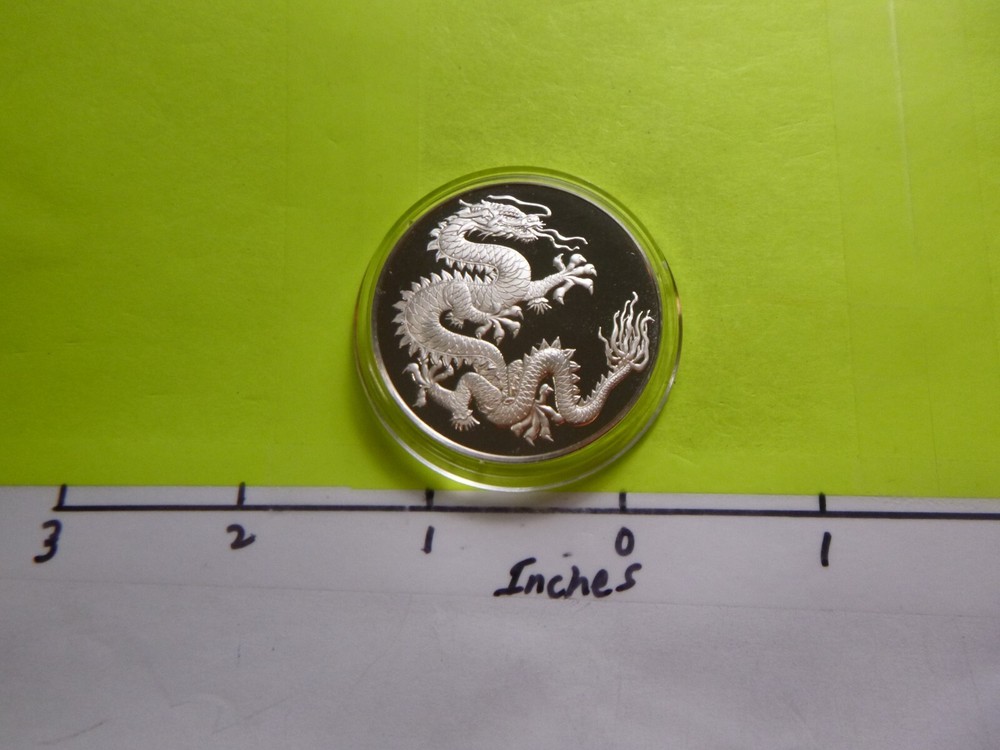 Chinese Dragon Good Luck Silver Coin - Rare G-30 New Year Symbol-image