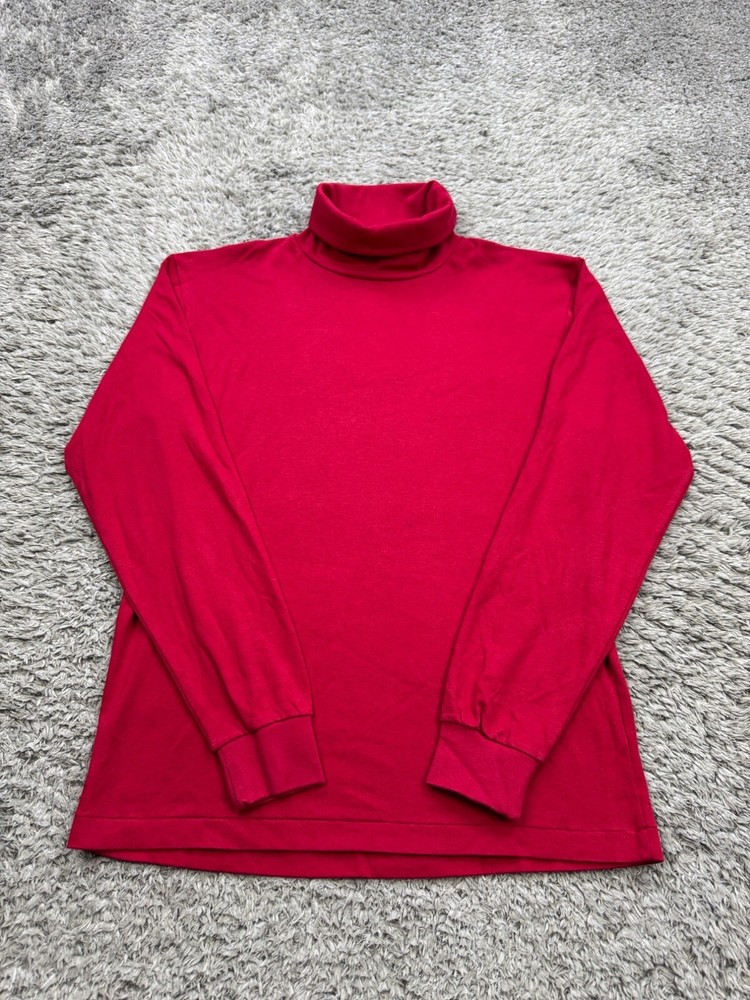 Vtg Eddie Bauer Sweater Women Small Red Thermal Base Layer Pullover Turtleneck