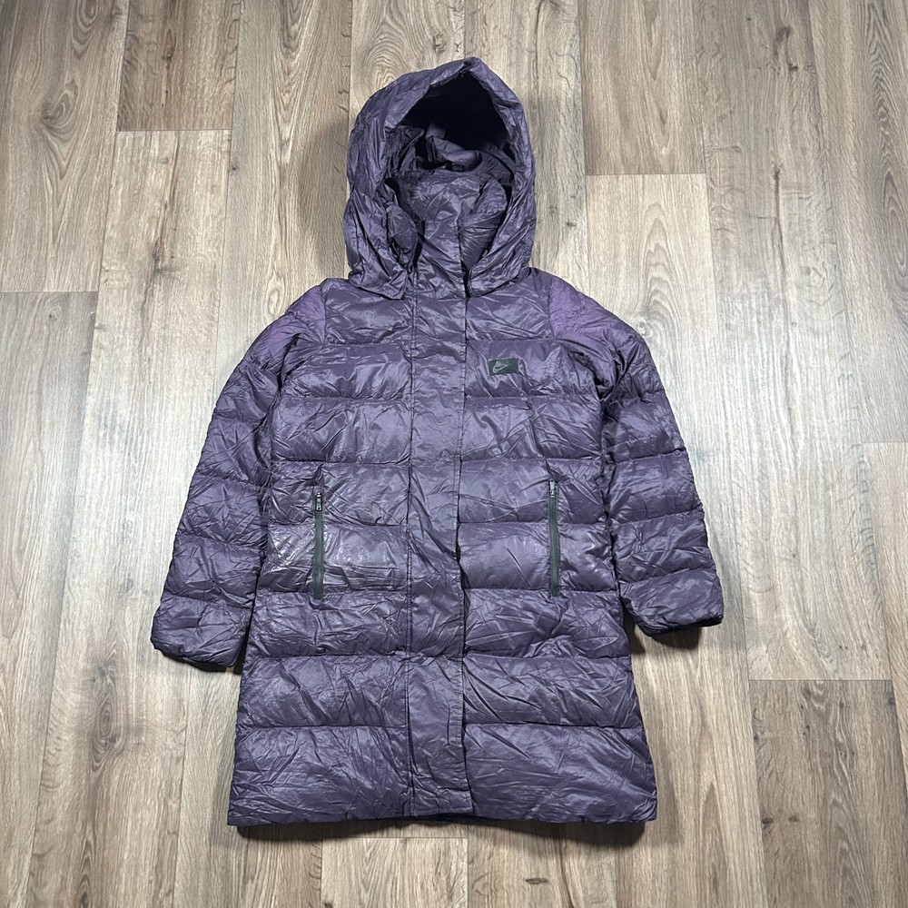 Purple Nike Long Puffer Coat for Women Size Small