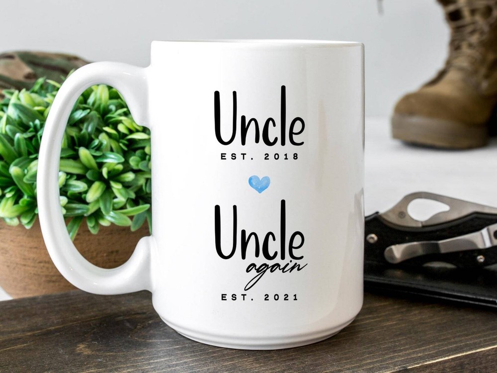 Uncle Again Est 2021 Coffee Mug Pregnancy Announcement Coffee Mug Custom Gift To