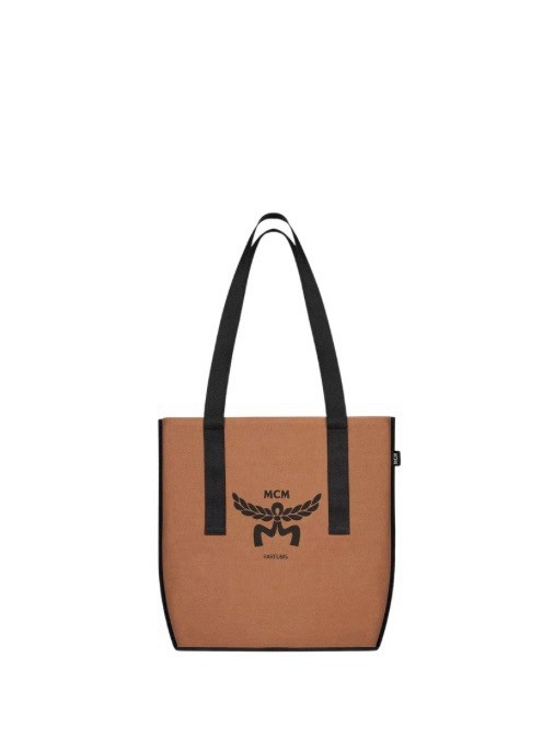 MCM Parfums Canvas Tote Bag Brown Black Reusable Shopper NWT