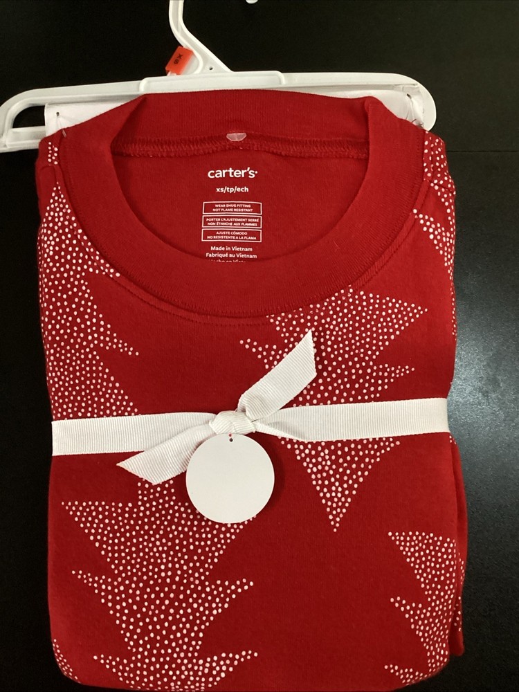 Carters Red White Christmas Tree Pajamas Set for Adults Size XS