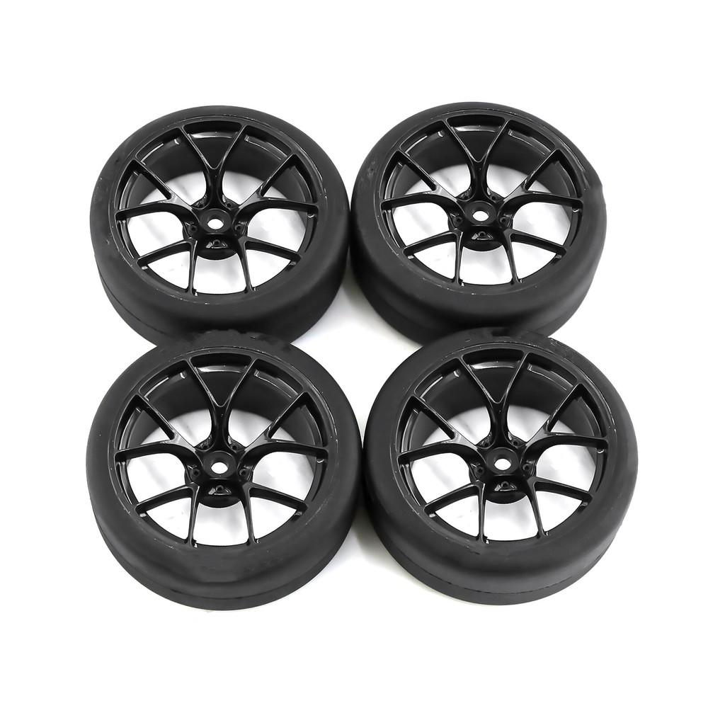 65mm 1/10 RC Car Tires & Wheels 12mm Hex Hub for Tamiya TT01 Upgrade Set of 4