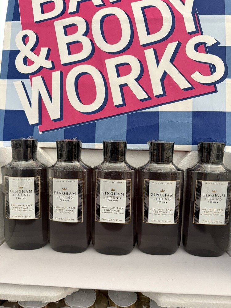 5 New GINGHAM LEGEND HAIR FACE BODY WASH MEN’S COLLECTION BATH & BODY WORKS