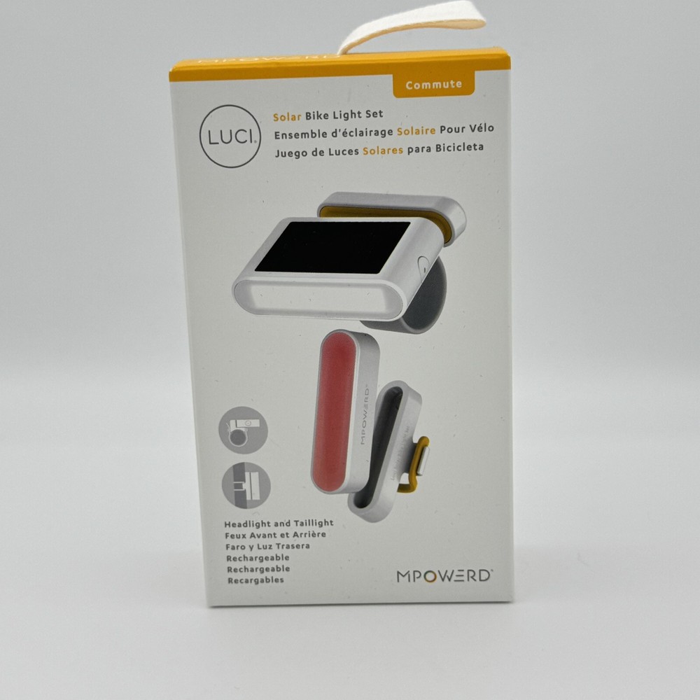 NIB MPOWERD Luci Solar Powered Bike Light Set Rechargeable Head & Tail Light New