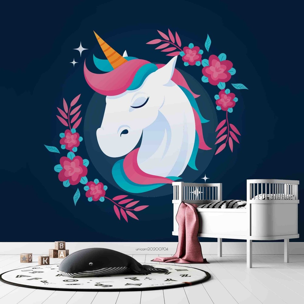 3D Unicorns Flowers Illustration Wall Murals Wallpaper Murals Wall Sticker 5
