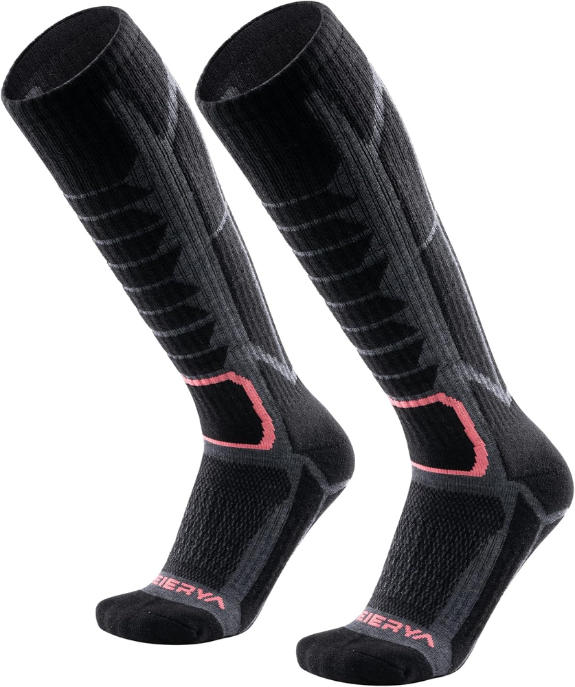 Merino Wool Knee-High Ski Socks for Men & Women, Warm Winter Thermal Snowboarding Socks