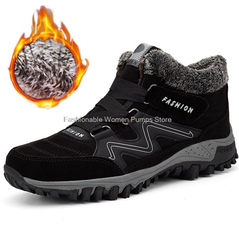 Men Snow Boots Warm Plush Winter Boots Non-slip Cutton Shoes Ankle Winter Shoes
