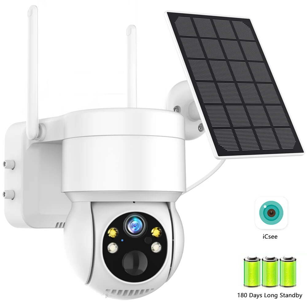 WiFi Wireless Solar IP Camera 4MP HD Built-in Battery Video Surveillance Camera
