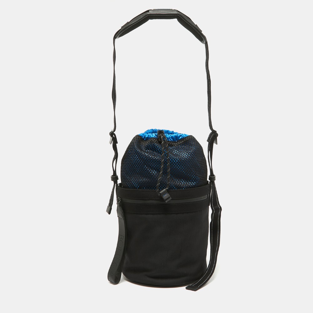 Bottega Veneta Black Nylon Bucket Bag with Paper Twist