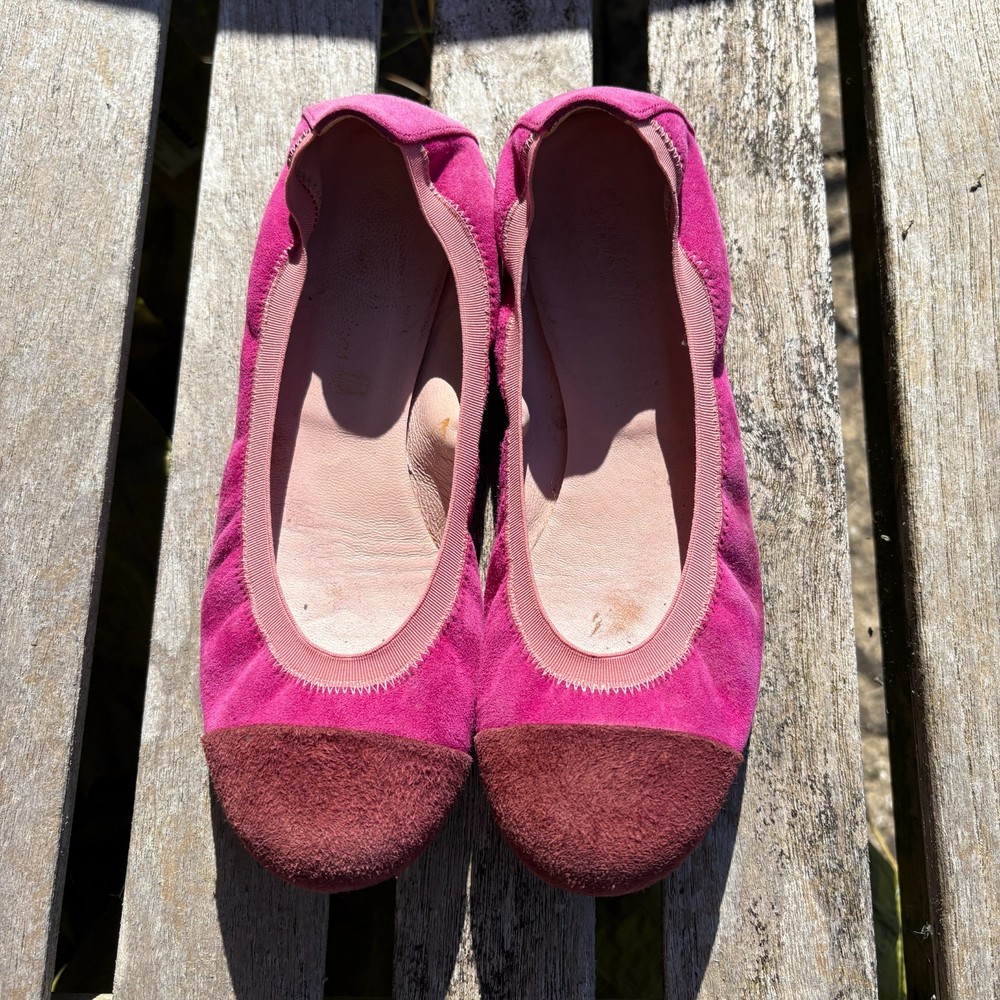 Pretty Ballerinas Shocking Pink and Maroon- Shirley Leather Flats