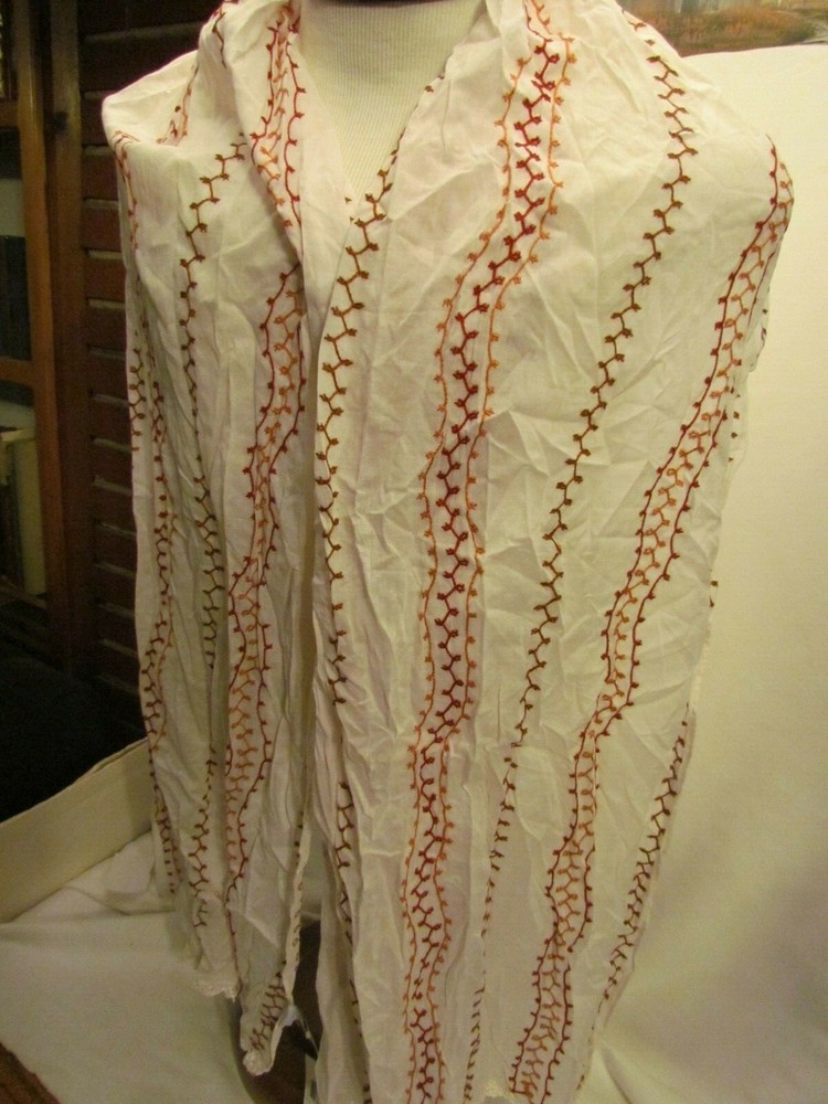 CHARTER CLUB BOHO Scarf Shall Cream 100% Cotton 72