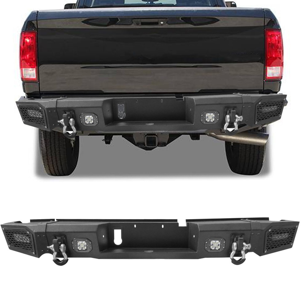 For 2009-2018 Dodge Ram 1500 Steel Rear Bumper With LED Lights & D-Rings