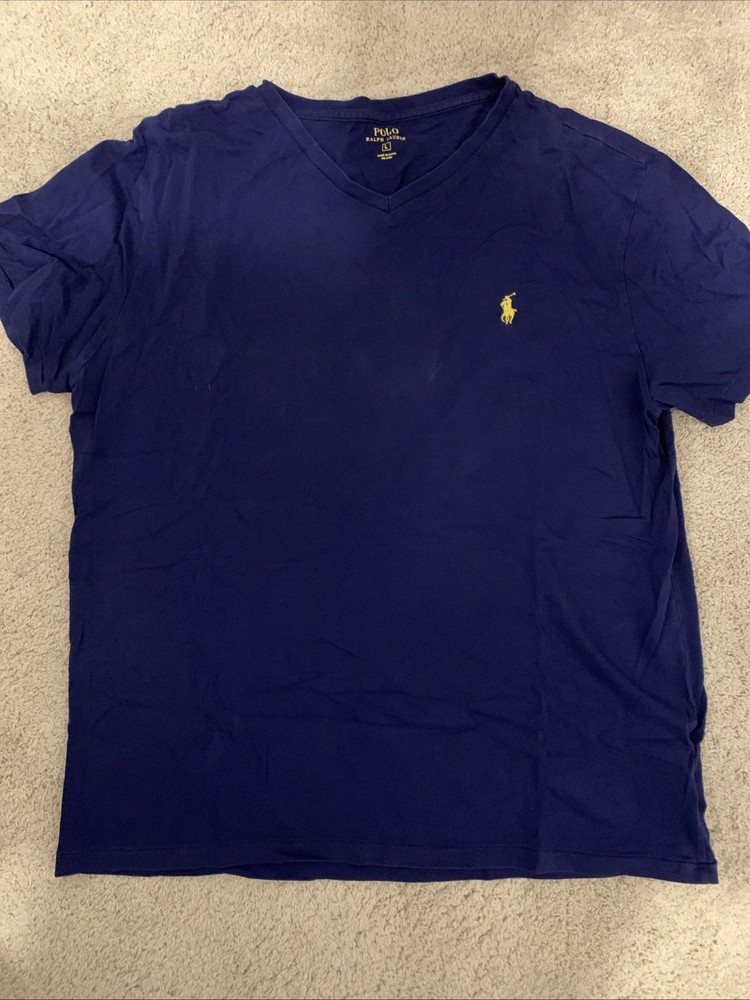 Ralph Lauren Men's Classic Fit V-Neck Tee Blue Short Sleeve Polo