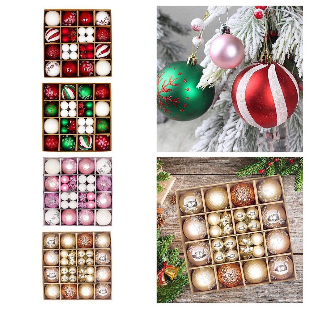44Pcs Christmas Balls Baubles Assortment Christmas Hanging Decoration Shiny