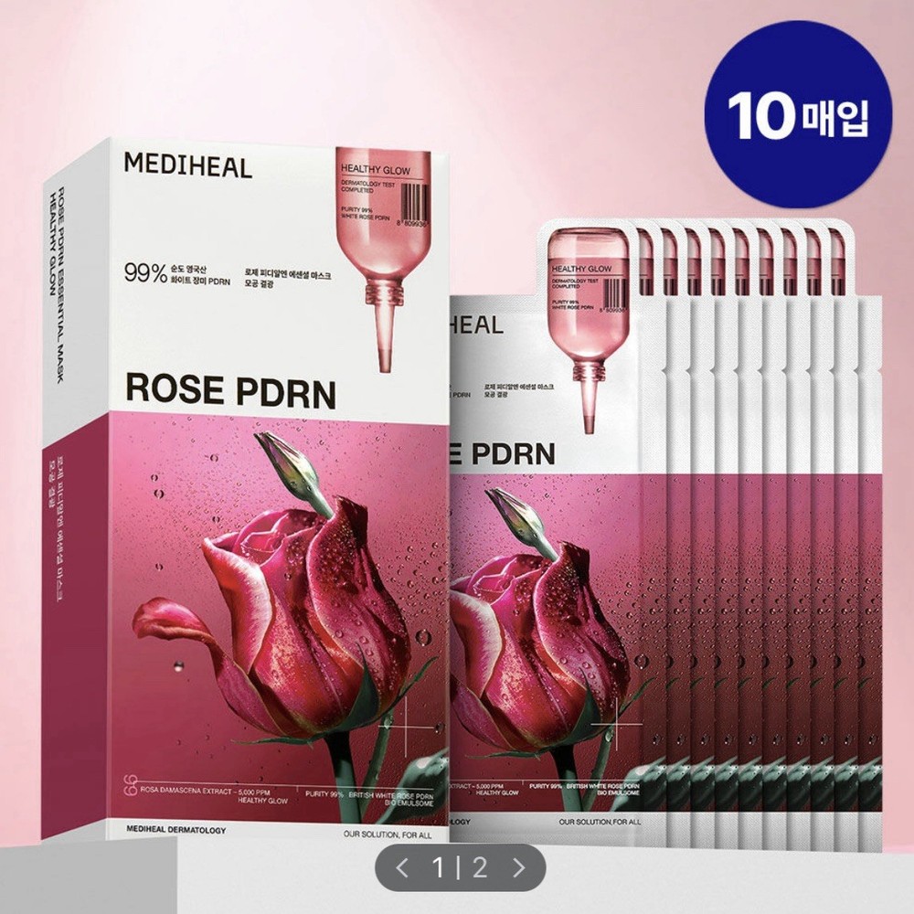 Mediheal PDRN Rose Face Mask Pack 10 Sheets with Repair Essence