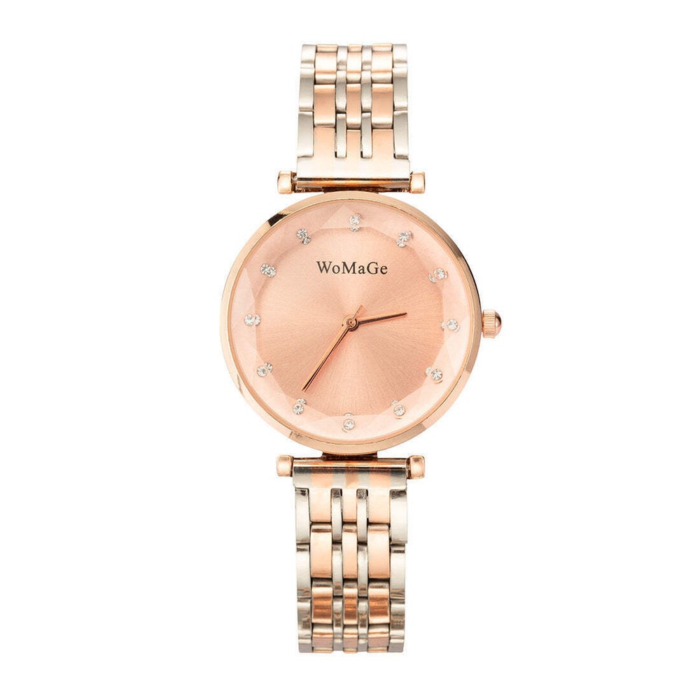 Elegant Rose Gold 4-Piece Women's Watch Set with Simple Diamond Inlay