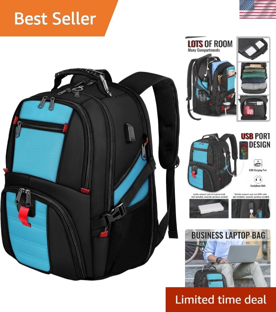 50L Water-Resistant Travel Backpack for Men & Women with Laptop Compartment