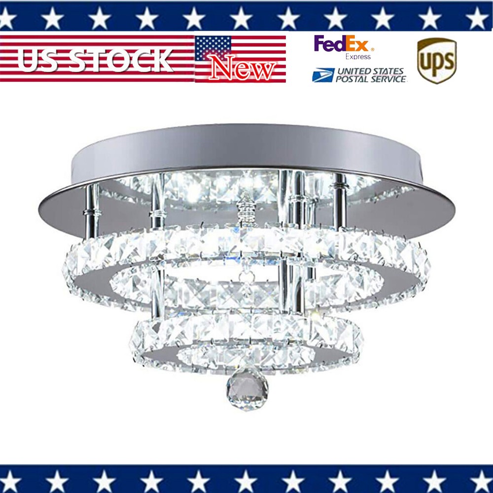 Modern LED Crystal Chandelier Flush Mount Ceiling Light Fixture