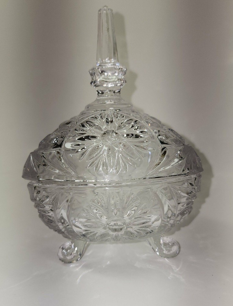 Vintage Anna Hütte Bleikristall Lead Crystal Lidded Starlyt Candy Dish/Jewelry