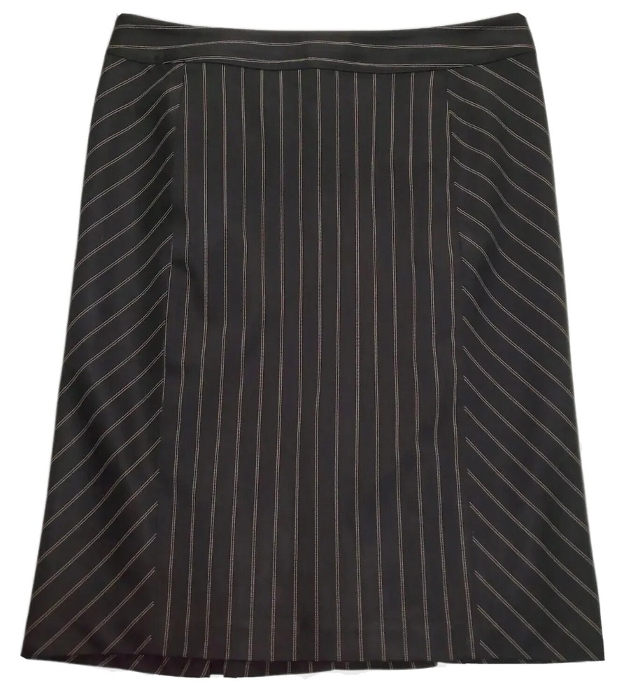Express Black Pin Striped Midi Straight Career Skirt Women's Size 10