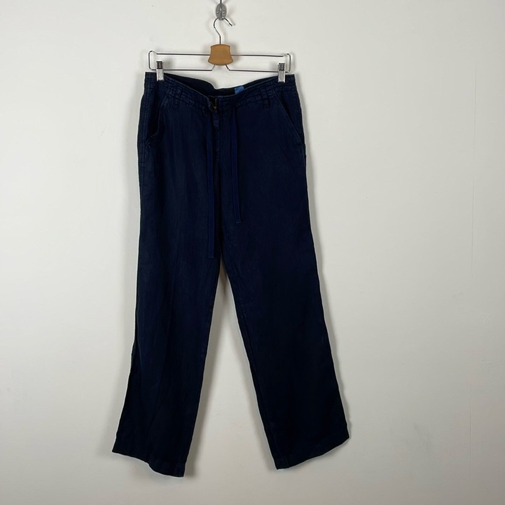 J Crew City Fit Linen Coastal Resort Lounge Casual Drawstring Womens 4 Blue Pant